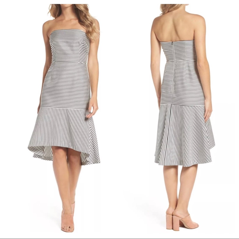Chelsea28 Trumpet dress black white stripe 14